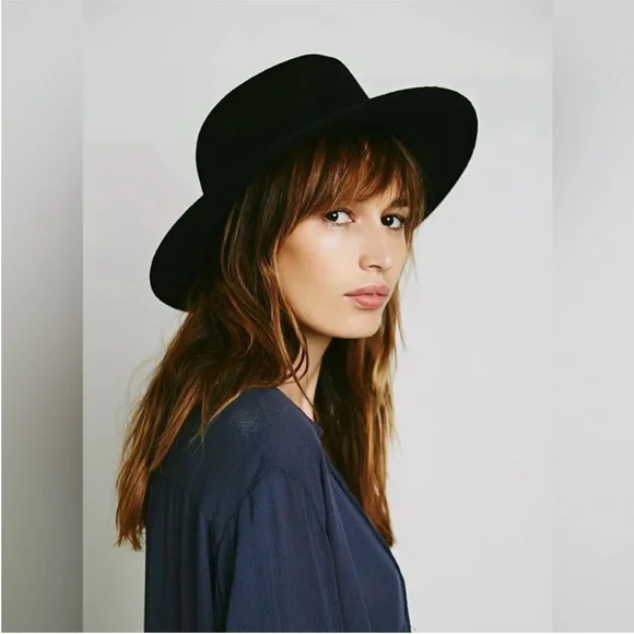 NWOT Free People Clean Slate Felt Adjustable Hat In Color Black Size One Size